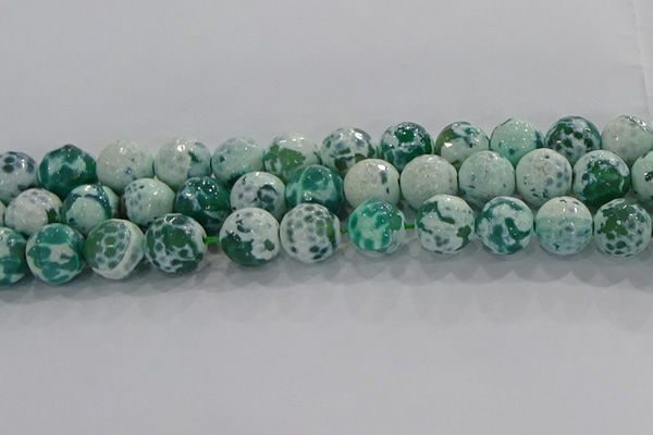 CAG9011 15.5 inches 14mm faceted round fire crackle agate beads