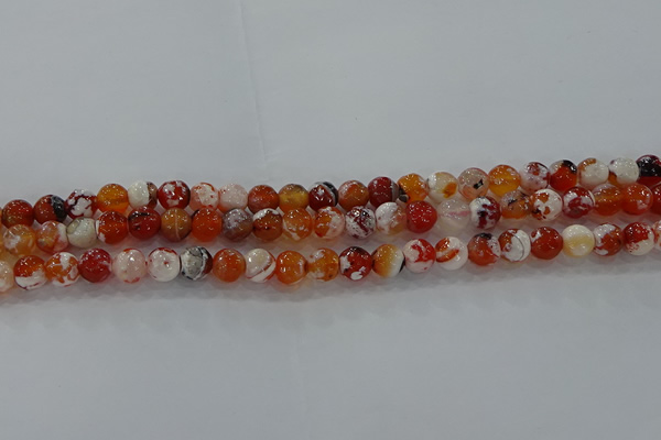 CAG9014 15.5 inches 6mm faceted round fire crackle agate beads