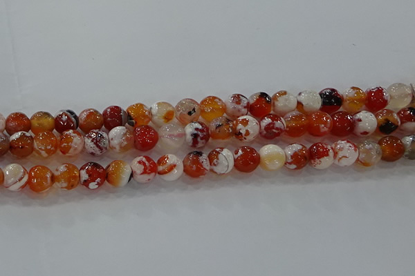 CAG9015 15.5 inches 8mm faceted round fire crackle agate beads
