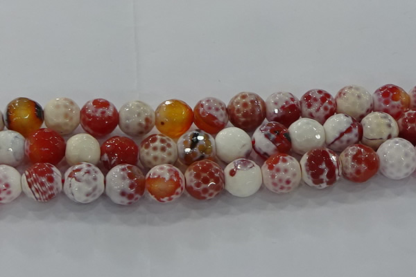 CAG9018 15.5 inches 14mm faceted round fire crackle agate beads