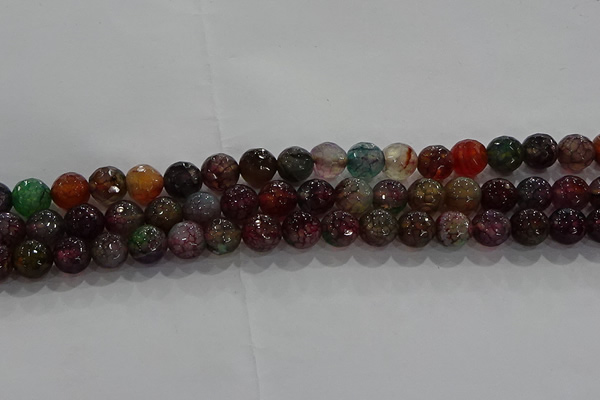 CAG9021 15.5 inches 6mm faceted round fire crackle agate beads