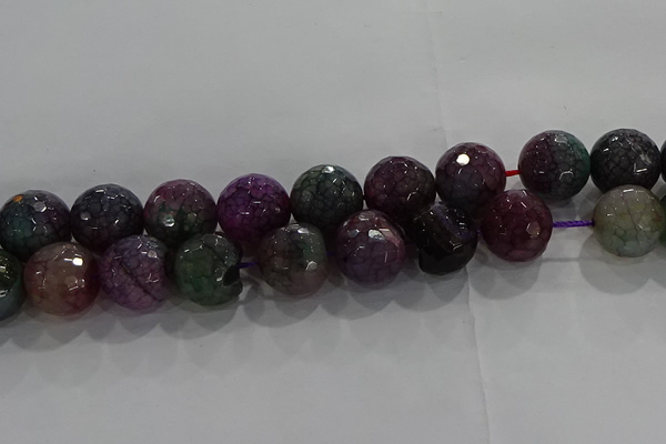 CAG9026 15.5 inches 16mm faceted round fire crackle agate beads