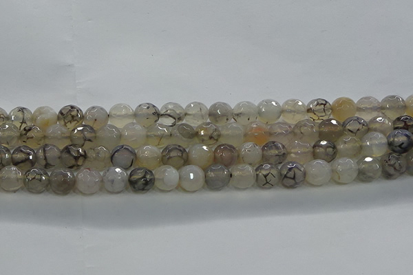 CAG9036 15.5 inches 8mm faceted round dragon veins agate beads