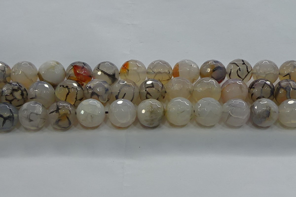 CAG9039 15.5 inches 14mm faceted round dragon veins agate beads