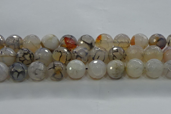 CAG9040 15.5 inches 16mm faceted round dragon veins agate beads