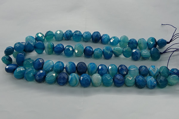 CAG9045 15.5 inches 12*16mm faceted oval line agate beads