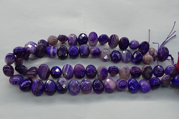 CAG9049 15.5 inches 13*18mm faceted oval line agate beads