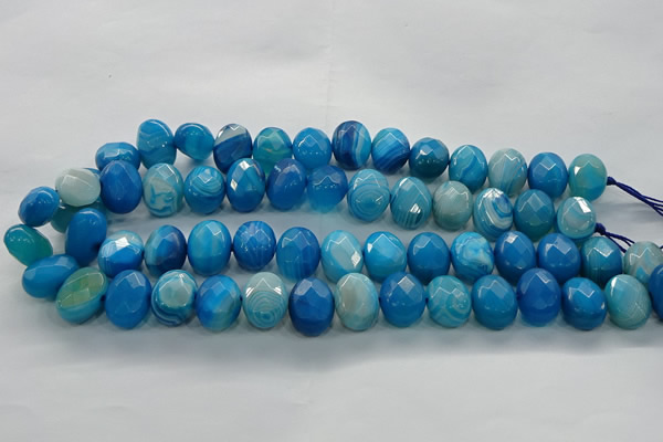 CAG9051 15.5 inches 13*18mm faceted oval line agate beads