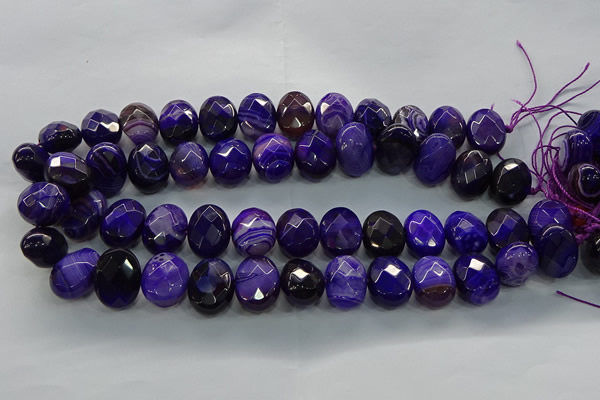CAG9055 15.5 inches 15*20mm faceted oval line agate beads