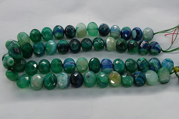 CAG9058 15.5 inches 15*20mm faceted oval line agate beads