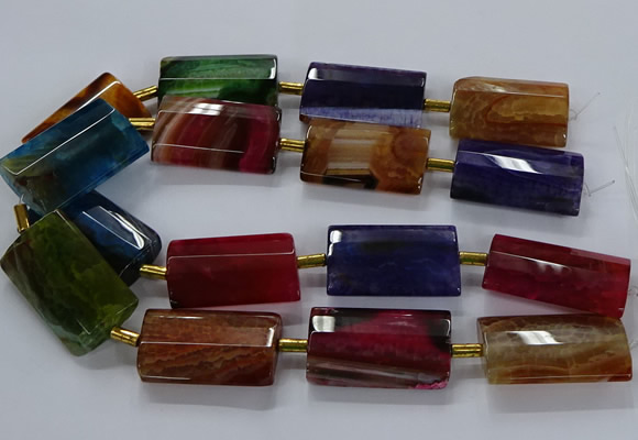 CAG9093 15.5 inches 25*35mm - 25*40mm flat tube dragon veins agate beads