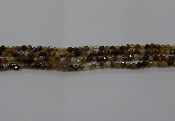 CAG9211 15.5 inches 4mm faceted round line agate gemstone beads
