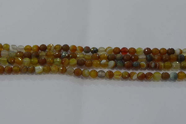 CAG9212 15.5 inches 6mm faceted round line agate gemstone beads