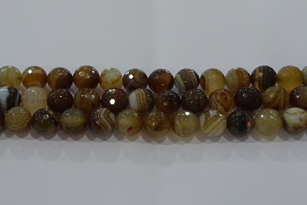 CAG9215 15.5 inches 12mm faceted round line agate gemstone beads