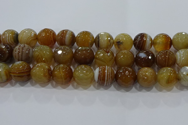 CAG9218 15.5 inches 18mm faceted round line agate gemstone beads