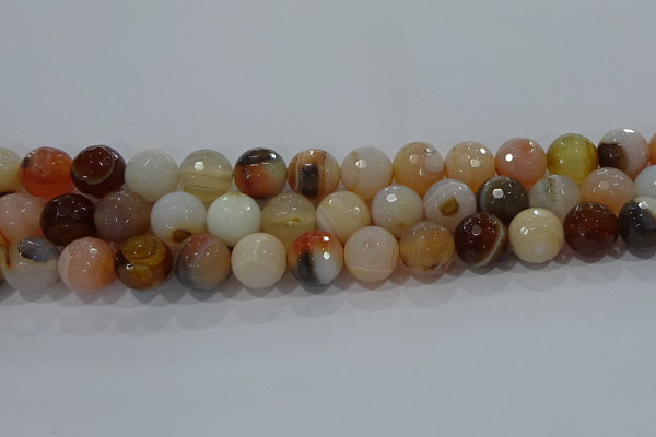 CAG9225 15.5 inches 14mm faceted round line agate beads wholesale