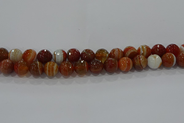 CAG9233 15.5 inches 12mm faceted round line agate beads wholesale