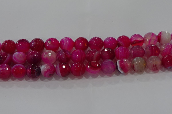 CAG9244 15.5 inches 14mm faceted round line agate beads wholesale
