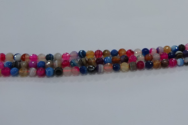 CAG9255 15.5 inches 4mm faceted round line agate beads wholesale
