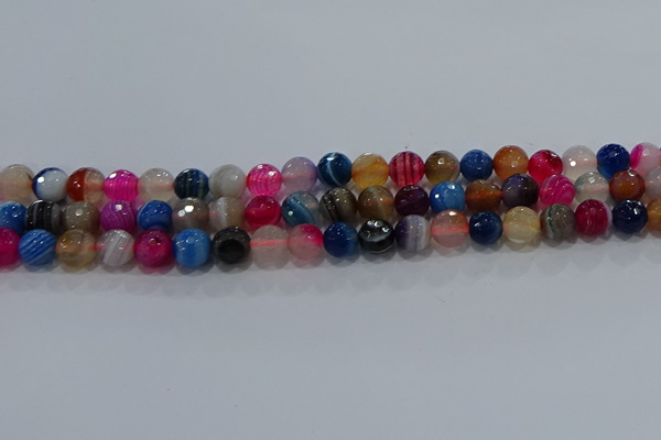 CAG9257 15.5 inches 8mm faceted round line agate beads wholesale