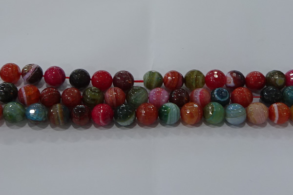 CAG9266 15.5 inches 12mm faceted round line agate beads wholesale