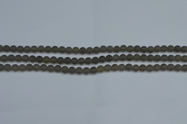 CAG9310 15.5 inches 4mm round matte grey agate beads wholesale