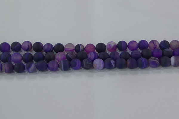 CAG9321 15.5 inches 8mm round matte line agate beads wholesale