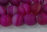 CAG9329 15.5 inches 12mm round matte line agate beads wholesale