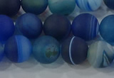 CAG9333 15.5 inches 10mm round matte line agate beads wholesale