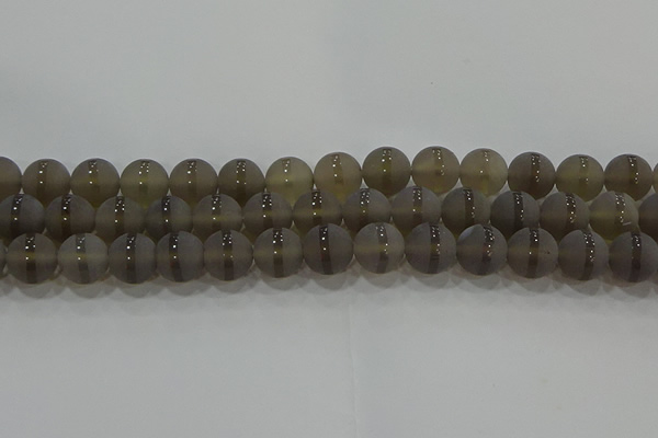 CAG9346 15.5 inches 12mm round matte grey agate beads wholesale