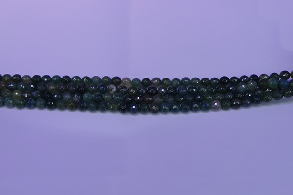 CAG9360 15.5 inches 4mm faceted round moss agate beads wholesale