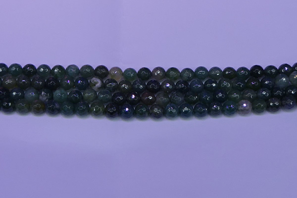CAG9362 15.5 inches 8mm faceted round moss agate beads wholesale