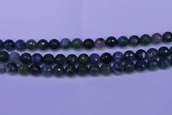 CAG9364 15.5 inches 12mm faceted round moss agate beads wholesale