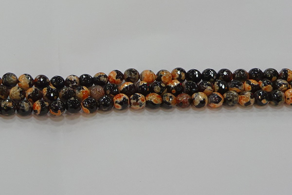 CAG9457 15.5 inches 8mm faceted round fire crackle agate beads