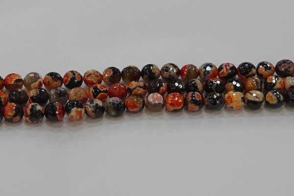 CAG9458 15.5 inches 10mm faceted round fire crackle agate beads