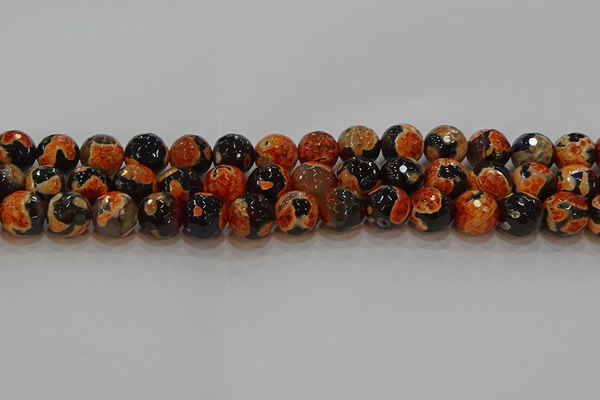 CAG9459 15.5 inches 12mm faceted round fire crackle agate beads