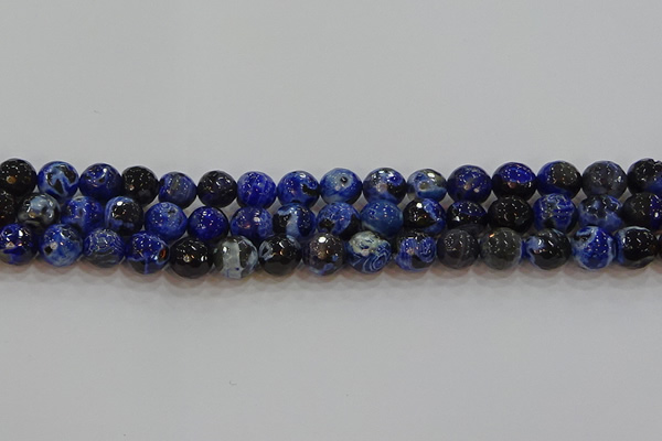 CAG9462 15.5 inches 8mm faceted round fire crackle agate beads