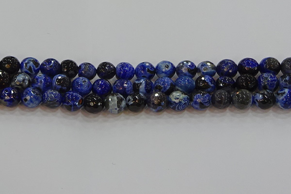 CAG9463 15.5 inches 10mm faceted round fire crackle agate beads