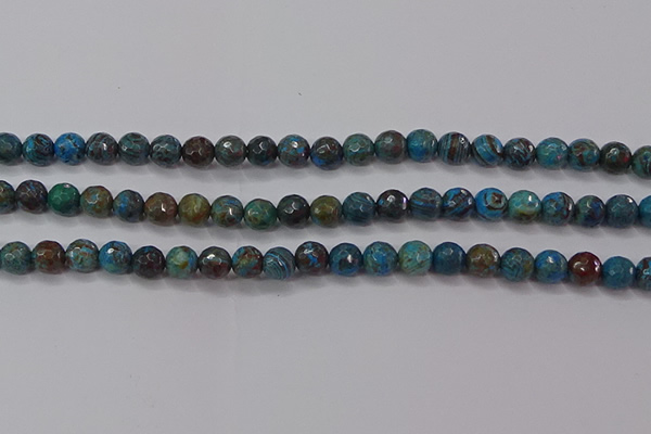 CAG9481 15.5 inches 6mm faceted round blue crazy lace agate beads