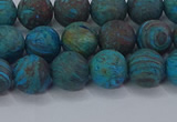 CAG9494 15.5 inches 8mm round matte blue crazy lace agate beads