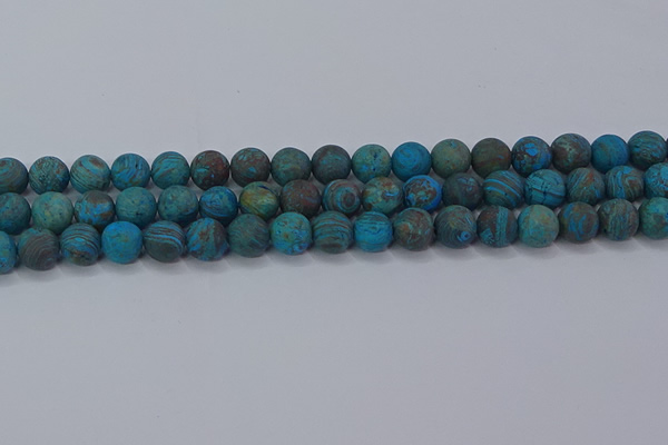 CAG9495 15.5 inches 10mm round matte blue crazy lace agate beads