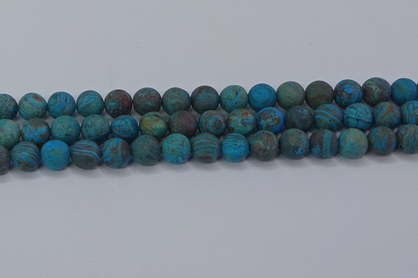CAG9496 15.5 inches 12mm round matte blue crazy lace agate beads