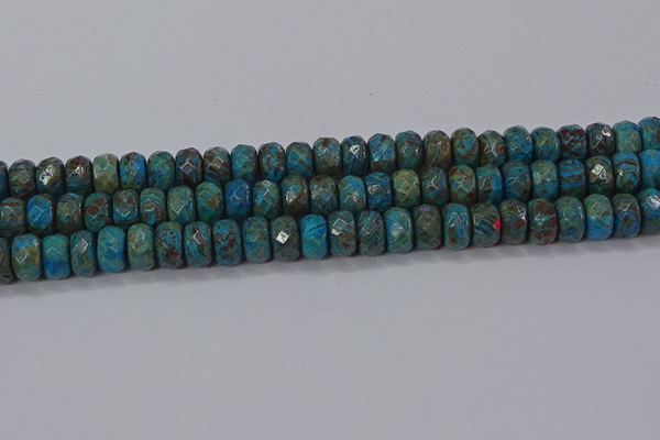 CAG9505 15.5 inches 6*10mm faceted rondelle blue crazy lace agate beads