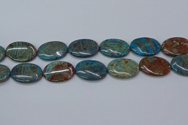 CAG9526 15.5 inches 25*35mm oval blue crazy lace agate beads
