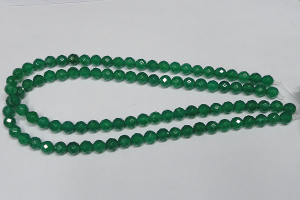 CAG955 15.5 inches 8mm faceted round green agate gemstone beads