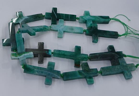 CAG9631 15.5 inches 32*48mm - 35*50mm cross dragon veins agate beads