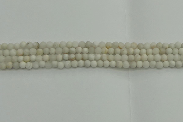 CAG9700 15.5 inches 4mm round matte grey agate beads wholesale