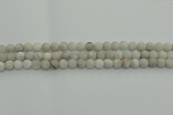CAG9701 15.5 inches 6mm round matte grey agate beads wholesale