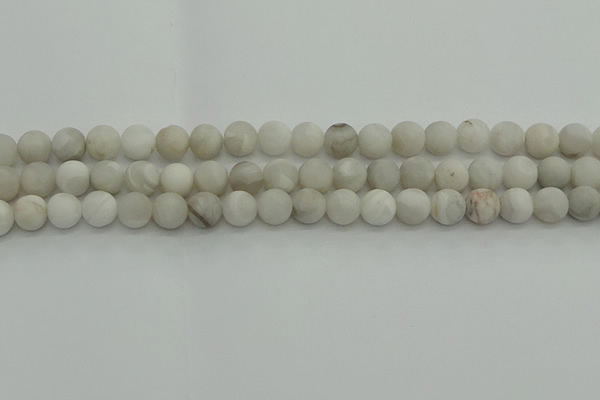 CAG9702 15.5 inches 8mm round matte grey agate beads wholesale