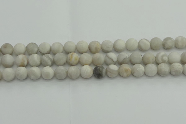 CAG9703 15.5 inches 10mm round matte grey agate beads wholesale